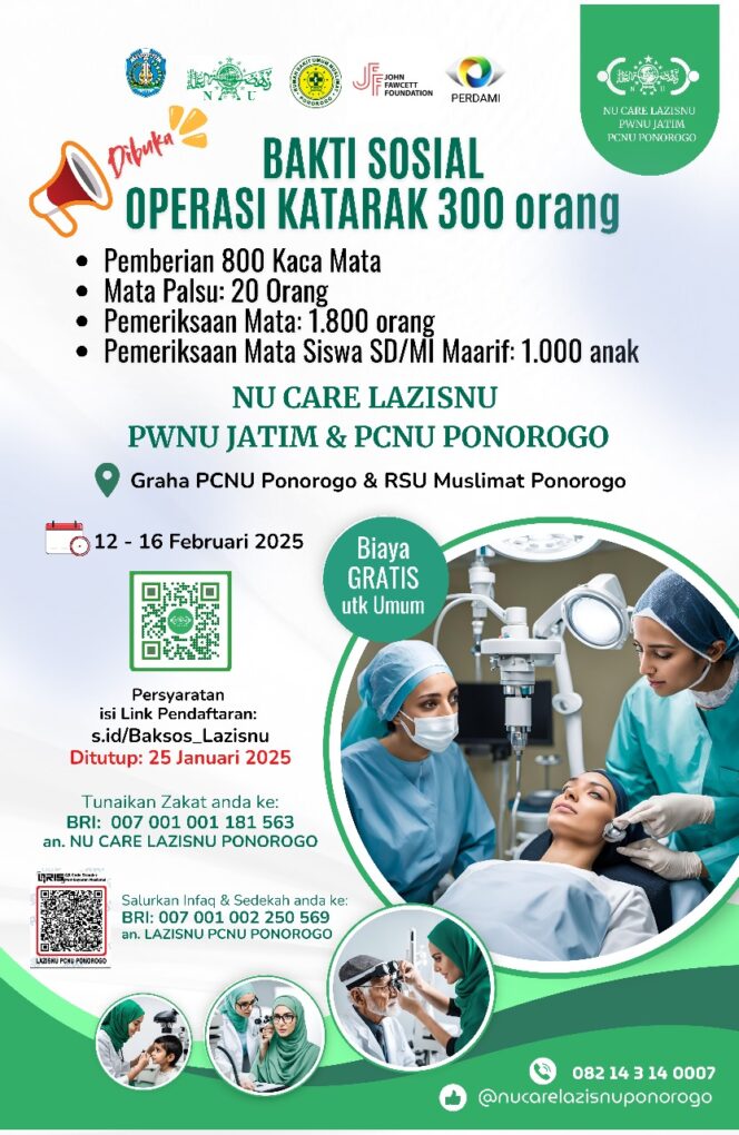 
					OPERASI KATARAK & KACA MATA GRATIS NU CARE LAZISNU (PWNU JATIM & PCNU PONOROGO)