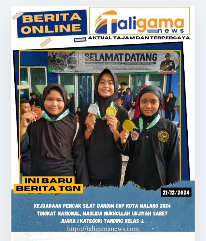 
					Kejuaraan Pencak Silat Dandim Cup Kota Malang 2024 Tingkat Nasional, Maulida Nukhollah Urjiyah Sabey Medali Juara 1 Kategori  Tanding Kelas j