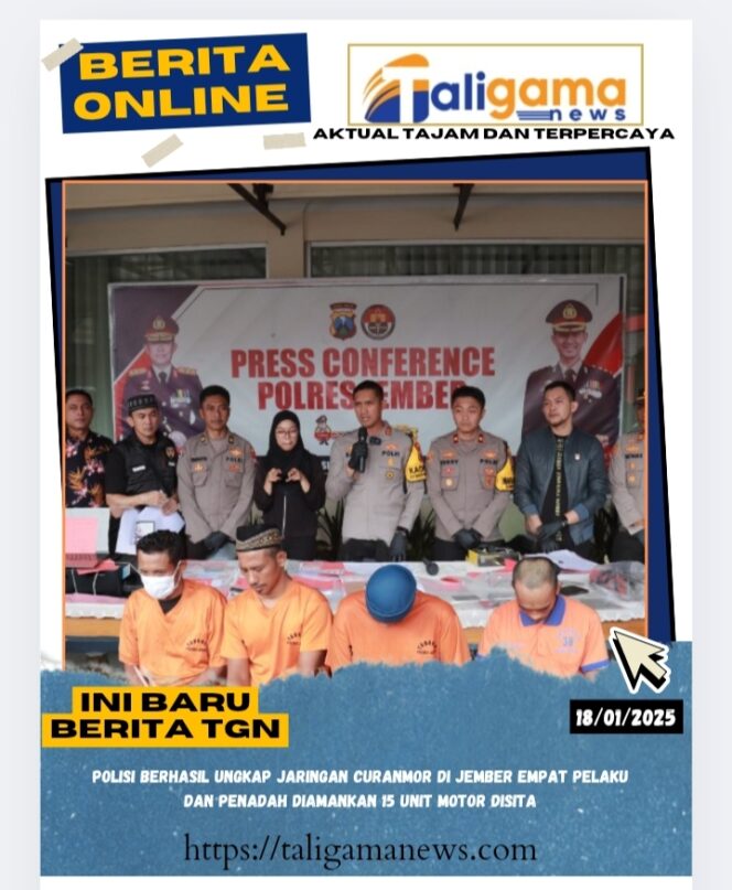 
					Polisi Berhasil Ungkap Jaringan Curanmor di Jember Empat Pelaku dan Penadah Diamankan 15 unit Motor Disita