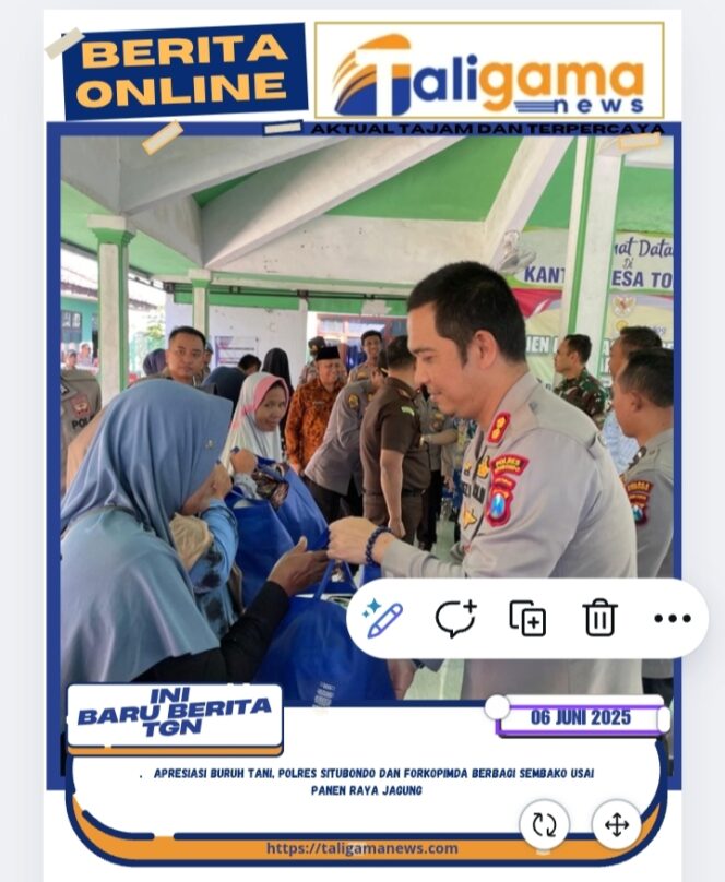 
					Apresiasi Buruh Tani, Polres Situbondo dan Forkopimda Berbagi Sembako Usai Panen Raya Jagung